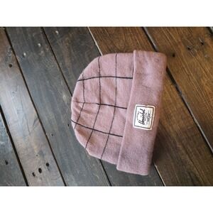 Herschel Pink Grid Knit Beanie